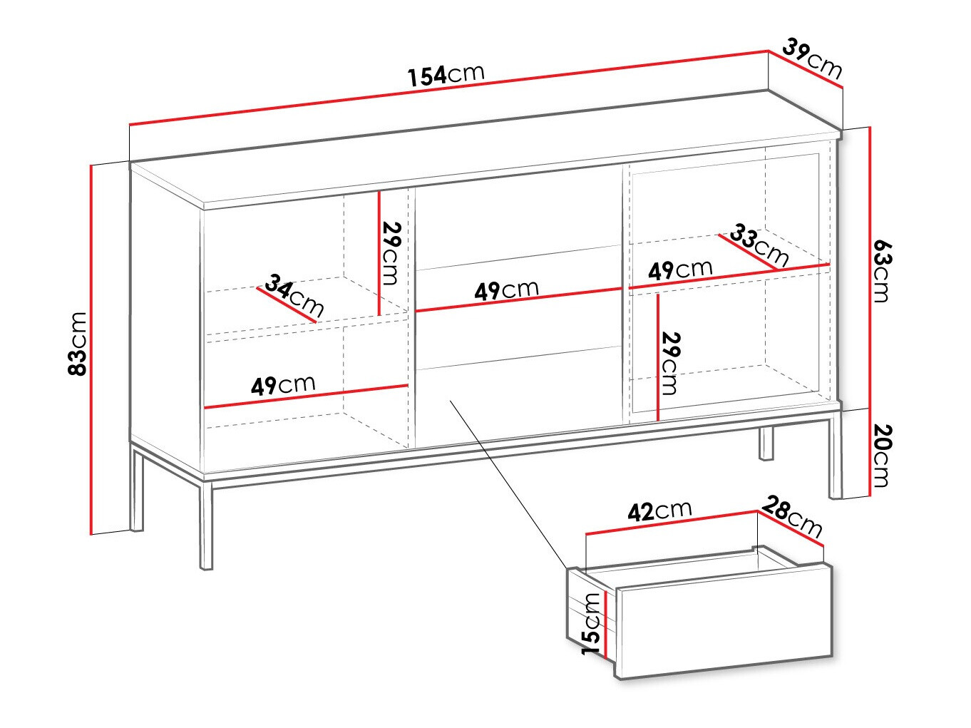 Chest of drawers Manal (Black + Wotan Oak)