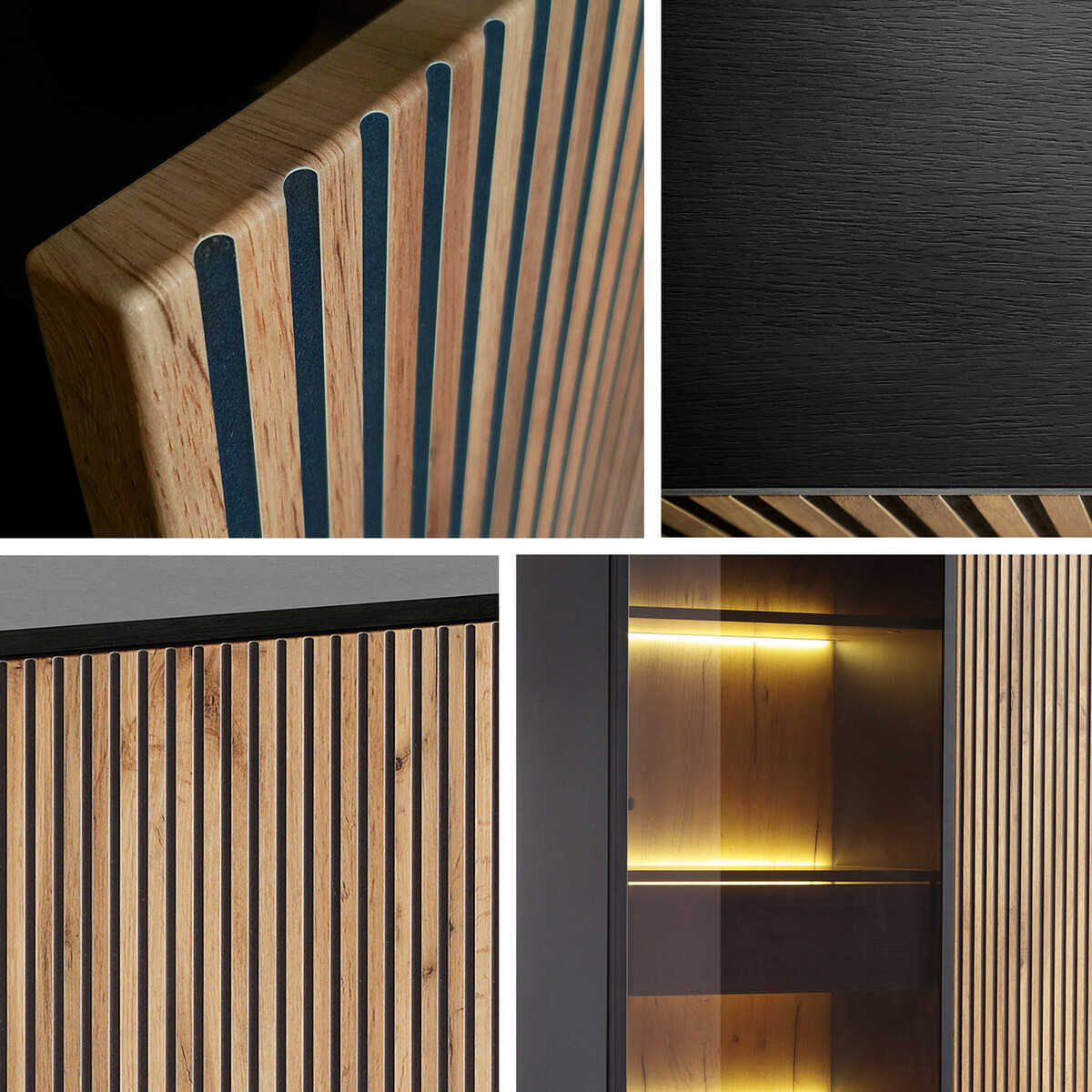 Living room set Manal (Black + Wotan Oak)