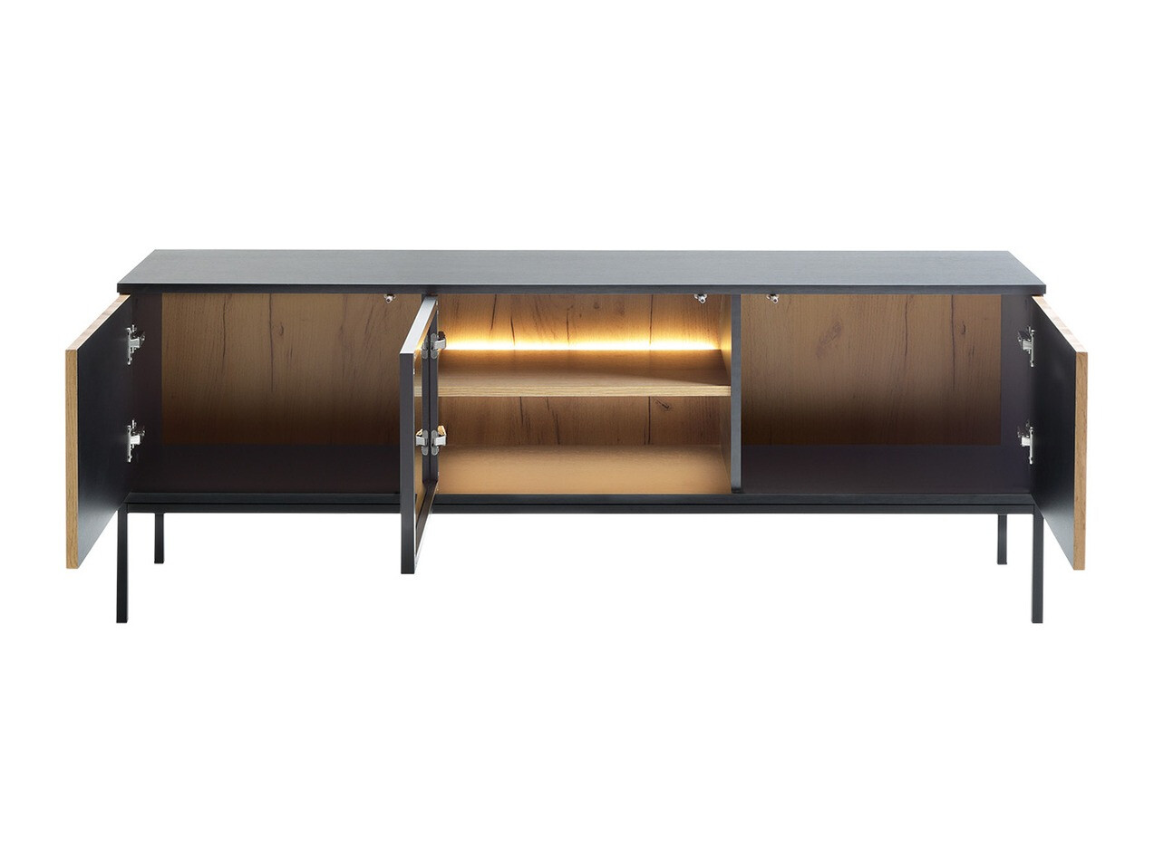 Living room set Manal (Black + Wotan Oak)