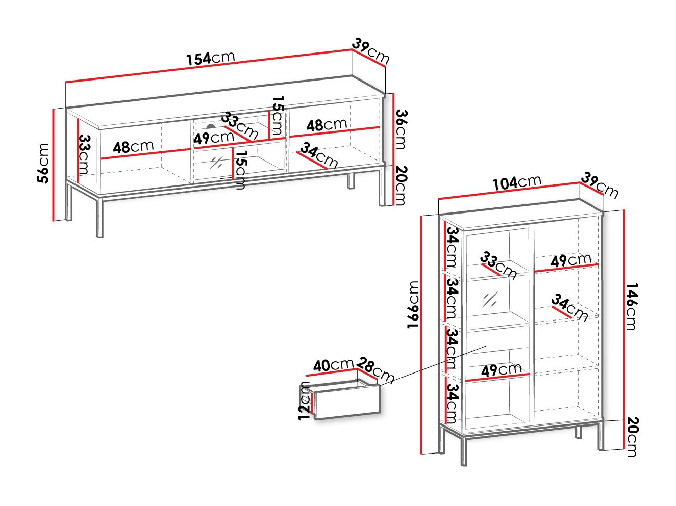 Living room set Soferi 114 (Black + Wotan Oak)