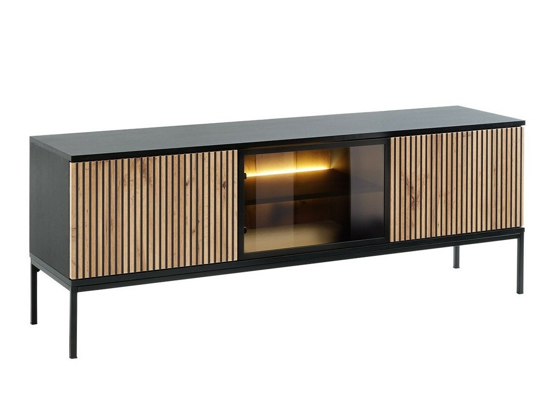 TV stand Soferi 111 (Black + Wotan Oak)