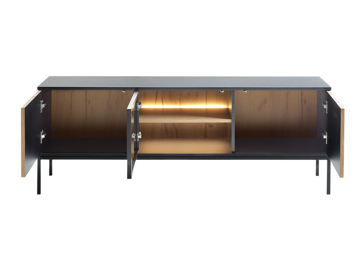 TV stand Soferi 111 (Black + Wotan Oak)