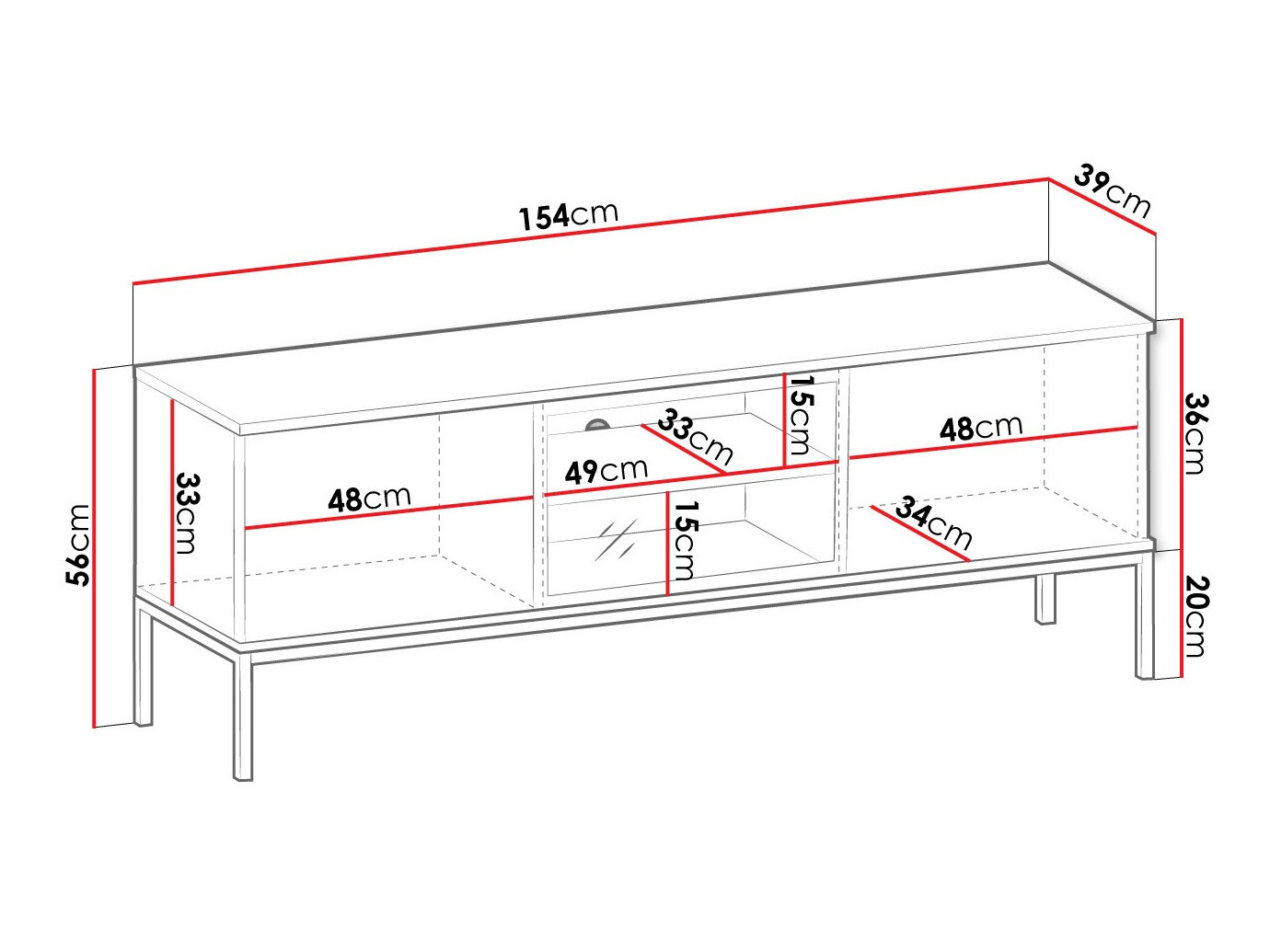 TV stand Soferi 111 (Black + Wotan Oak)