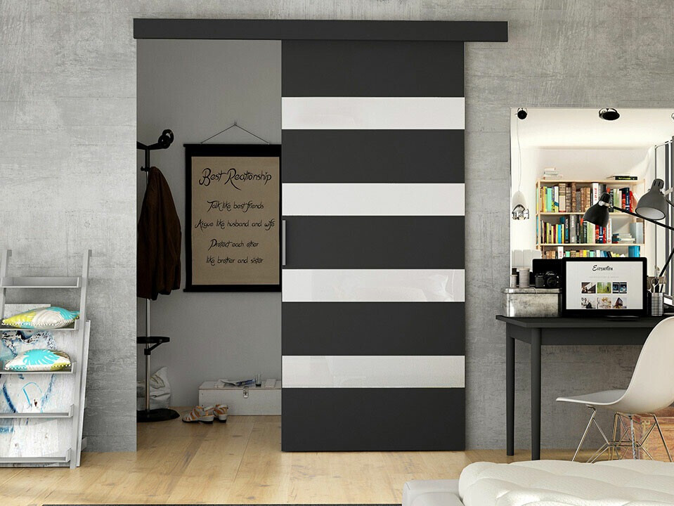 Sliding door Closico Materia V (Black + White)