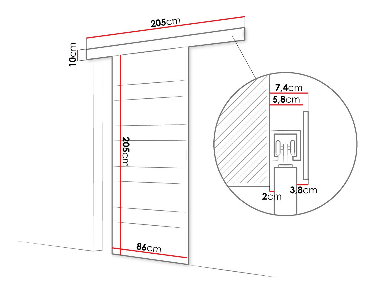 Sliding door Closico Materia V (Black + White)