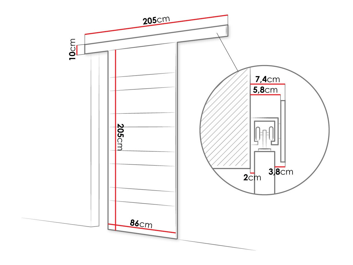 Sliding door Closico Materia V (Black)