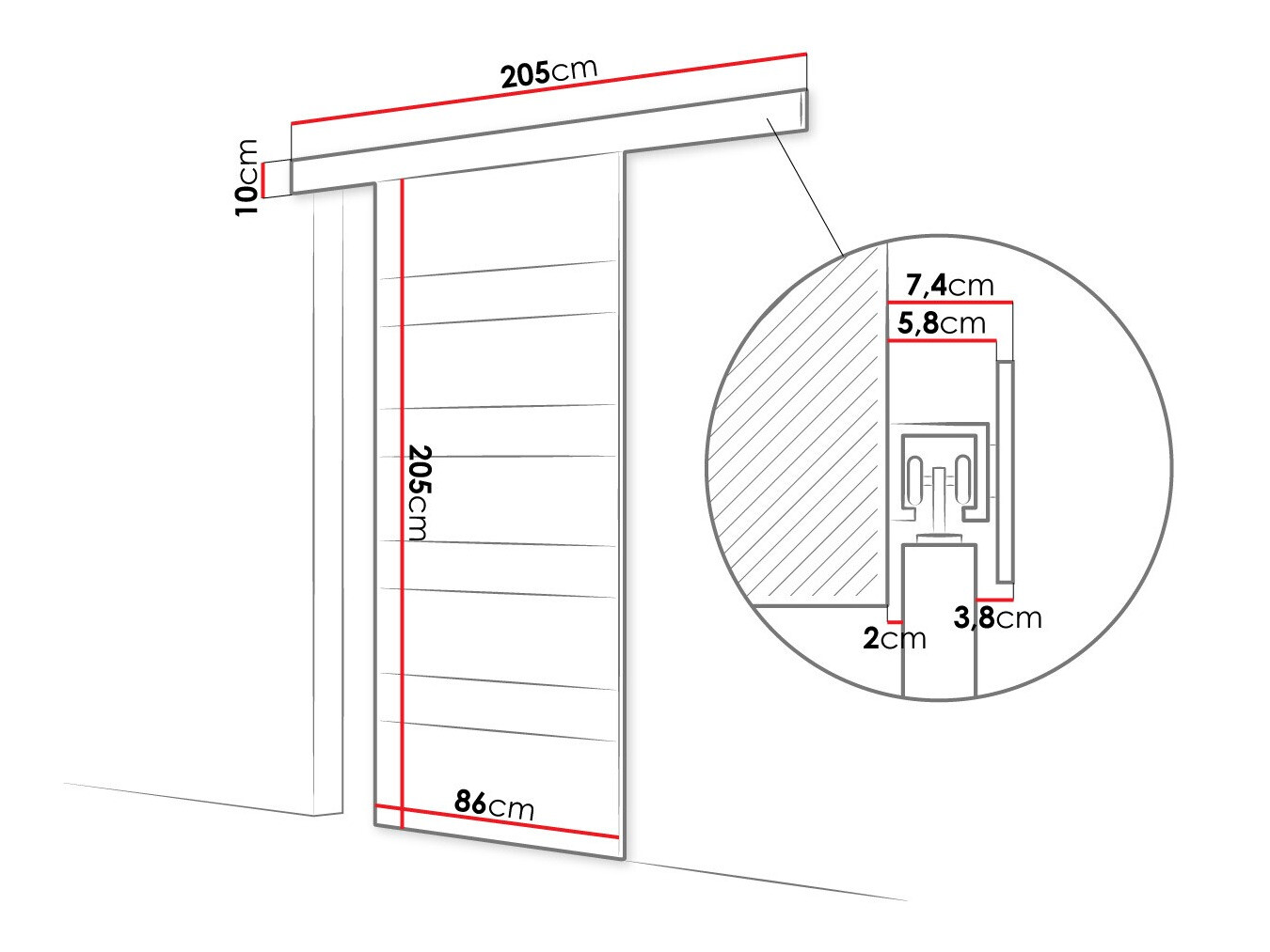 Sliding door Closico Materia V (Sonoma oak + Black)