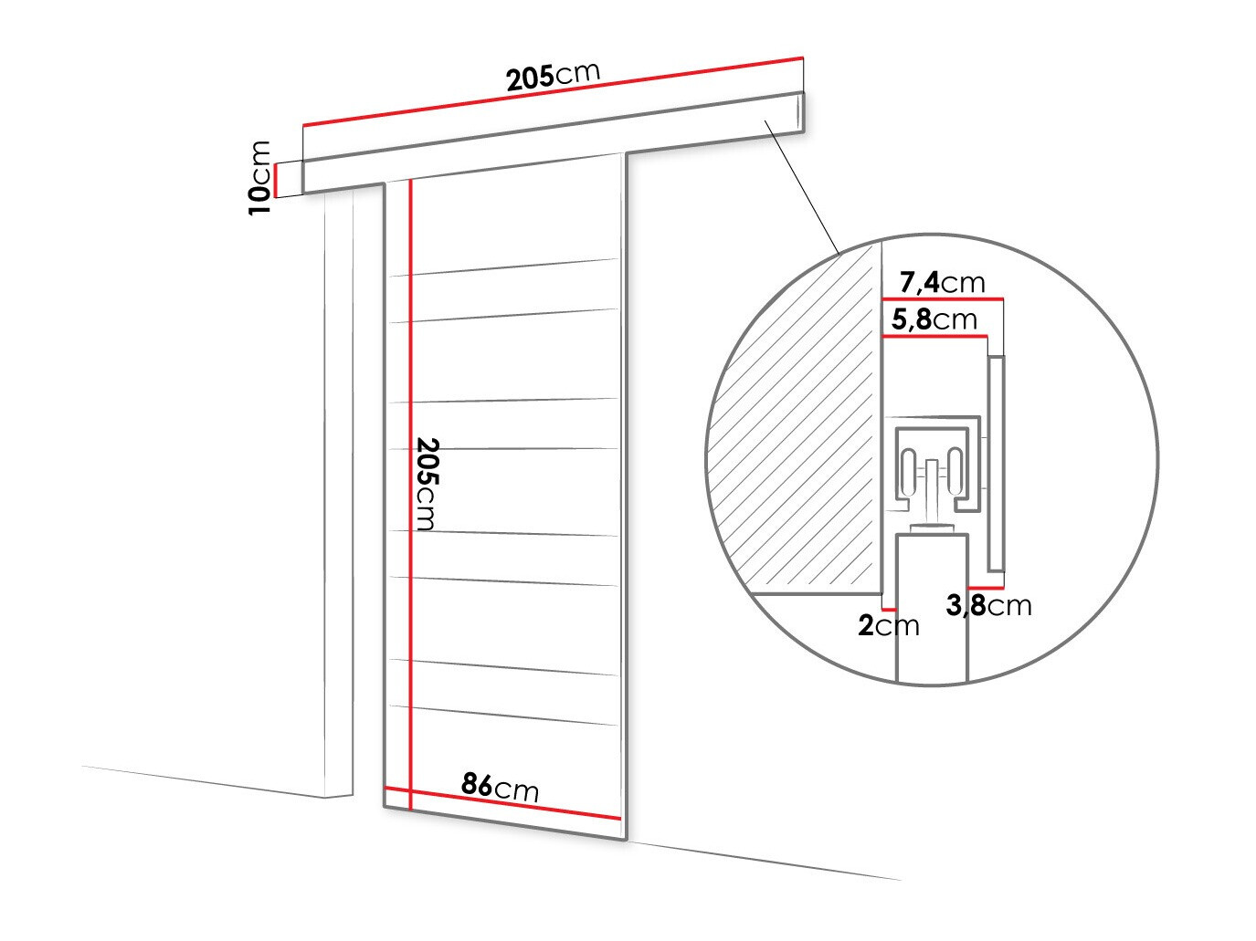 Sliding door Closico Materia V (Sonoma oak + White)