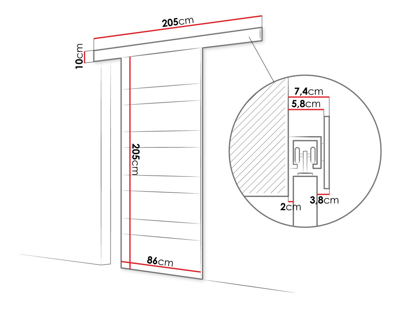 Sliding door Closico Materia V (White + Black)