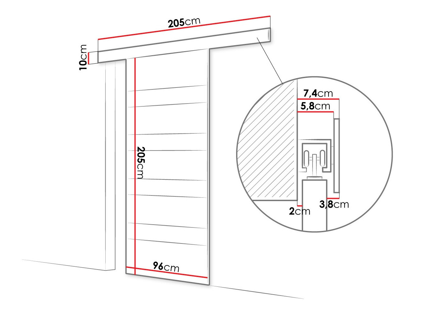 Sliding door Closico Portalis V (Black + White)