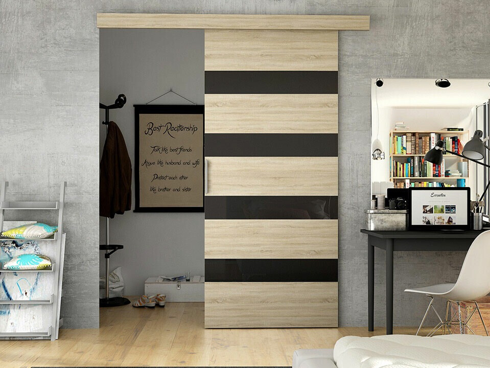 Sliding door Closico Portalis V (Sonoma oak + Black)