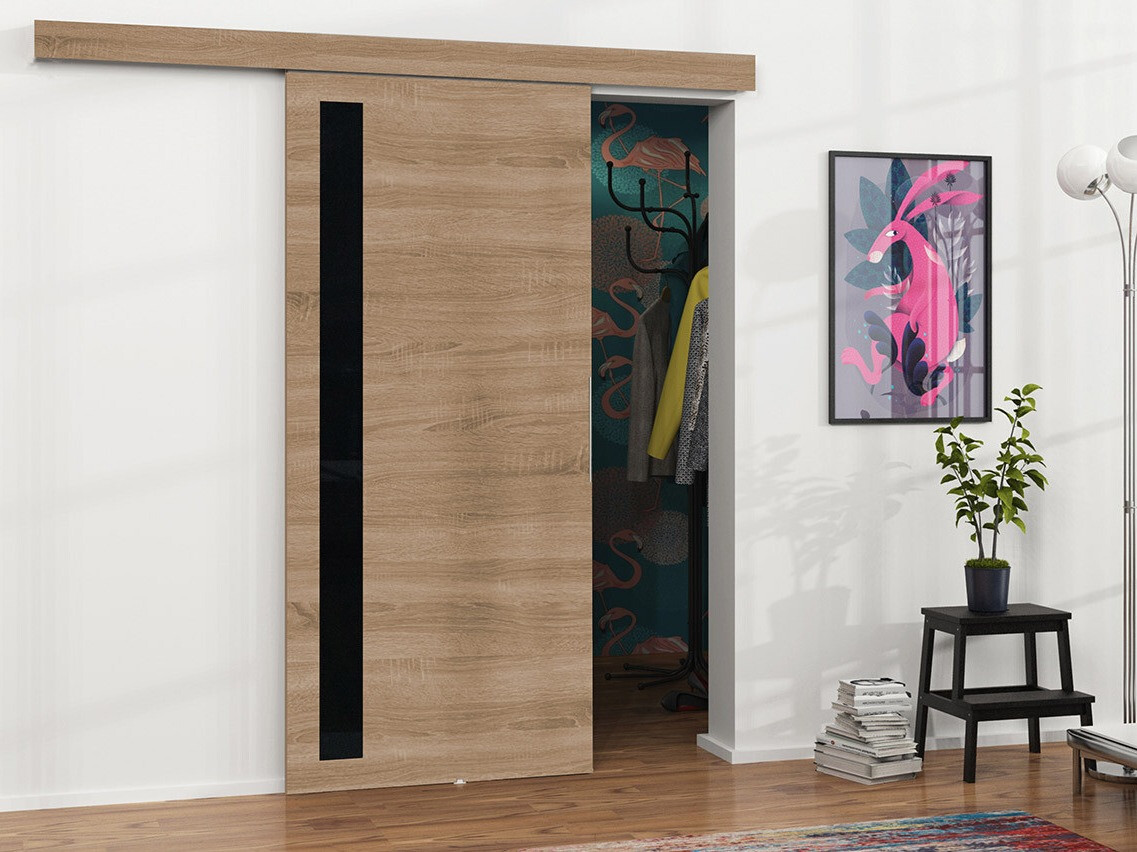 Sliding door Dover 123 (Sonoma oak + Black)