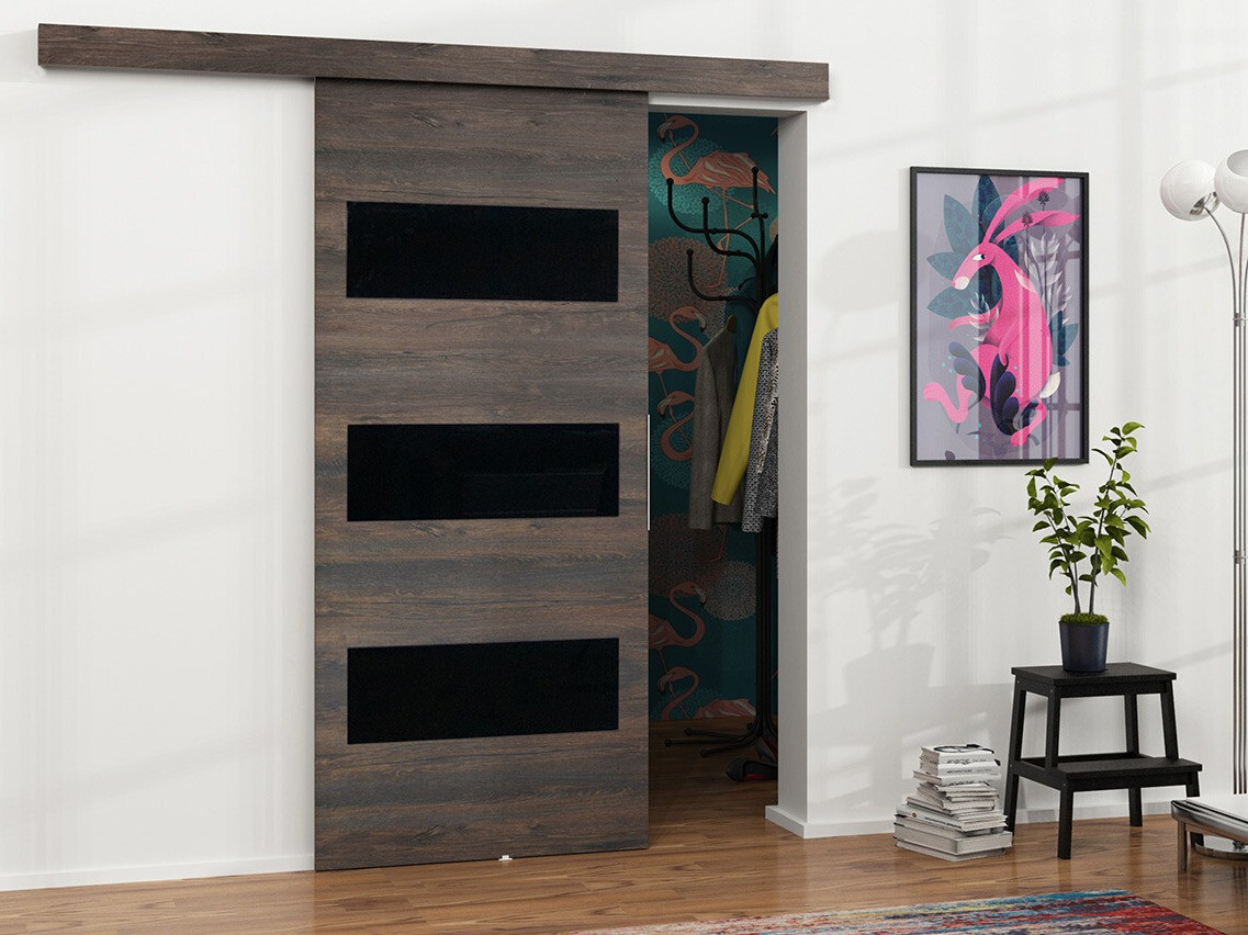 Sliding door Dover 135 (Dark ash + Black)