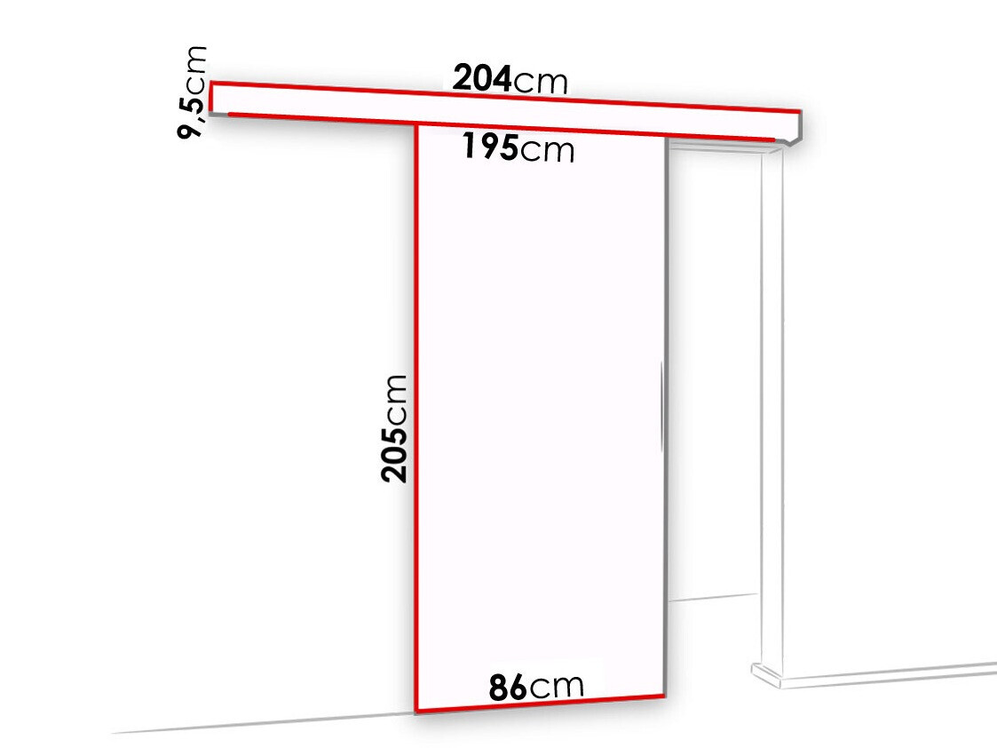 Sliding door Dover 135 (Dark ash + Black)