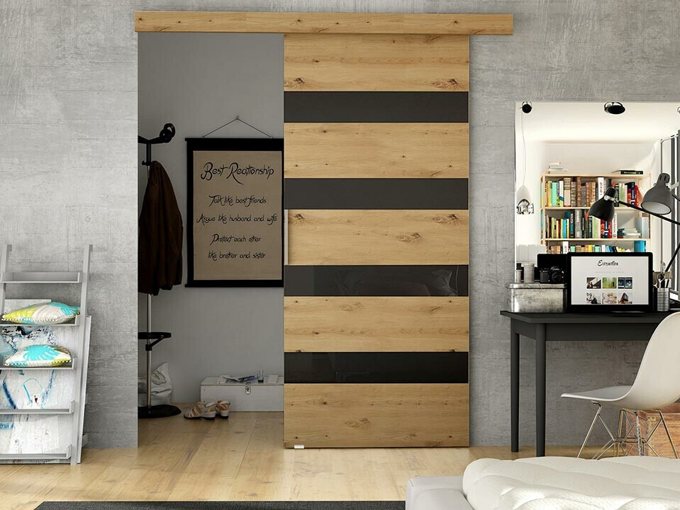 Sliding door Closico Fundus V (Artisan oak + Black)