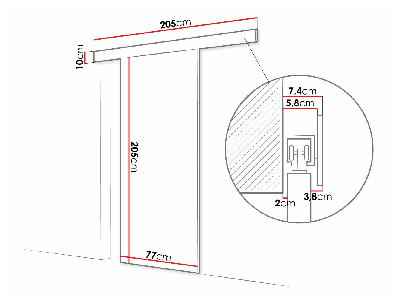 Sliding door Closico Fundus V (Black + White)