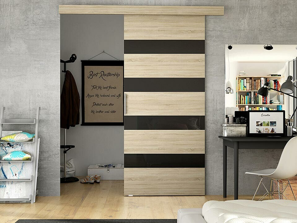 Sliding door Closico Fundus V (Sonoma oak + Black)
