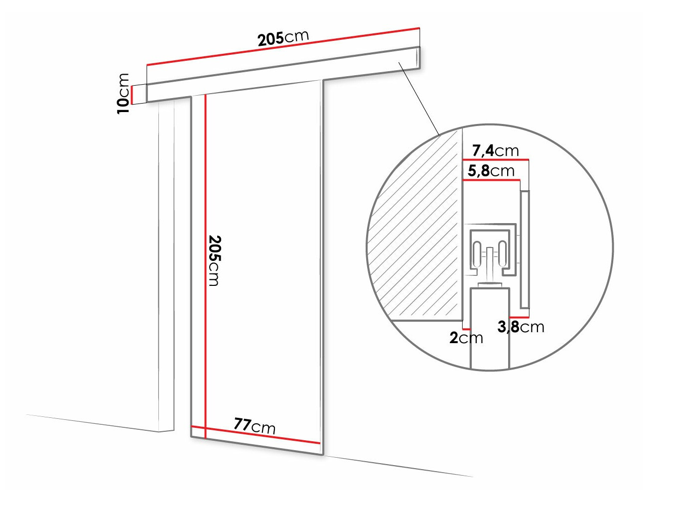Sliding door Closico Fundus V (Sonoma oak + Black)