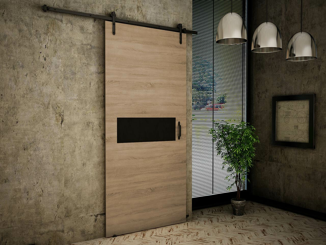 Sliding door Dover 158 (Sonoma oak + Black)