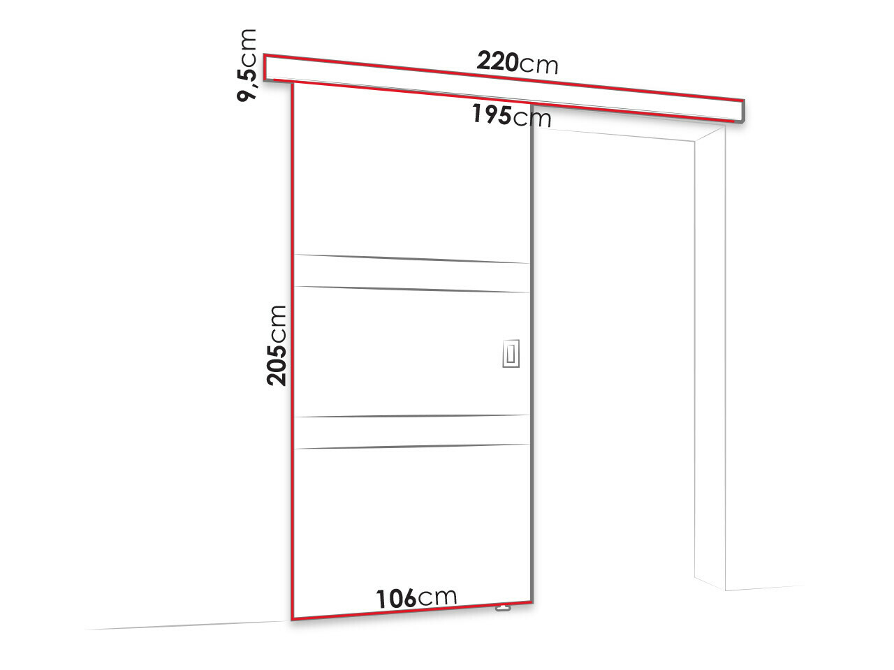 Sliding door Dover 176 (Sonoma oak + Black)