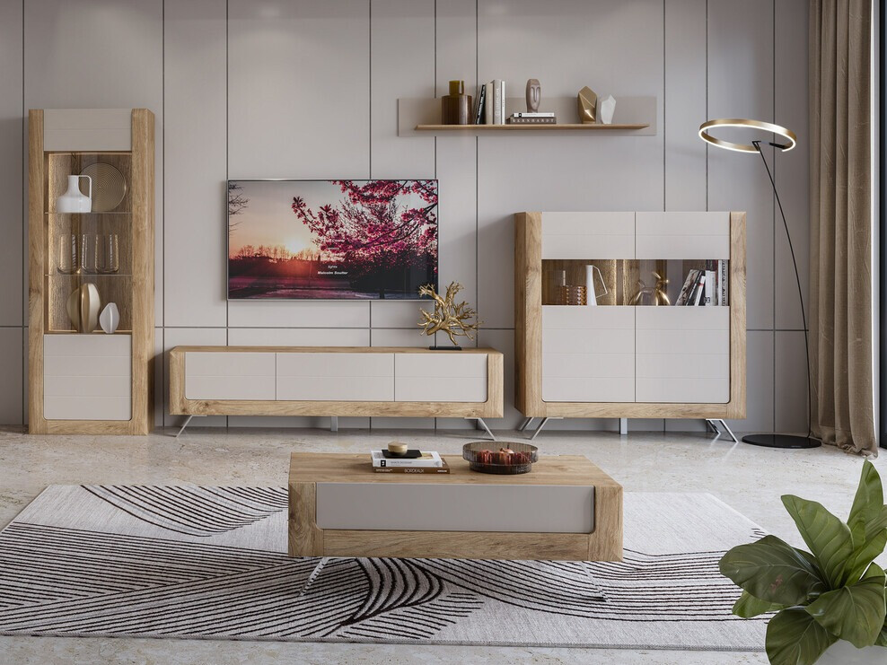 TV stand Sovera 104 (Golden oak + Cashmere)
