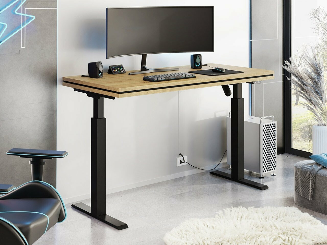 Height-adjustable desk Tucson 170 (Artisan oak + Matte black)