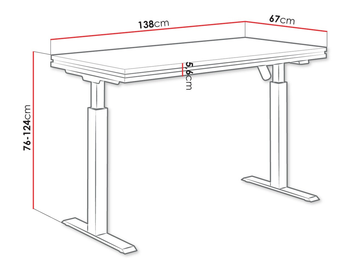Height-adjustable desk Tucson 170 (Light grey + Matte black)