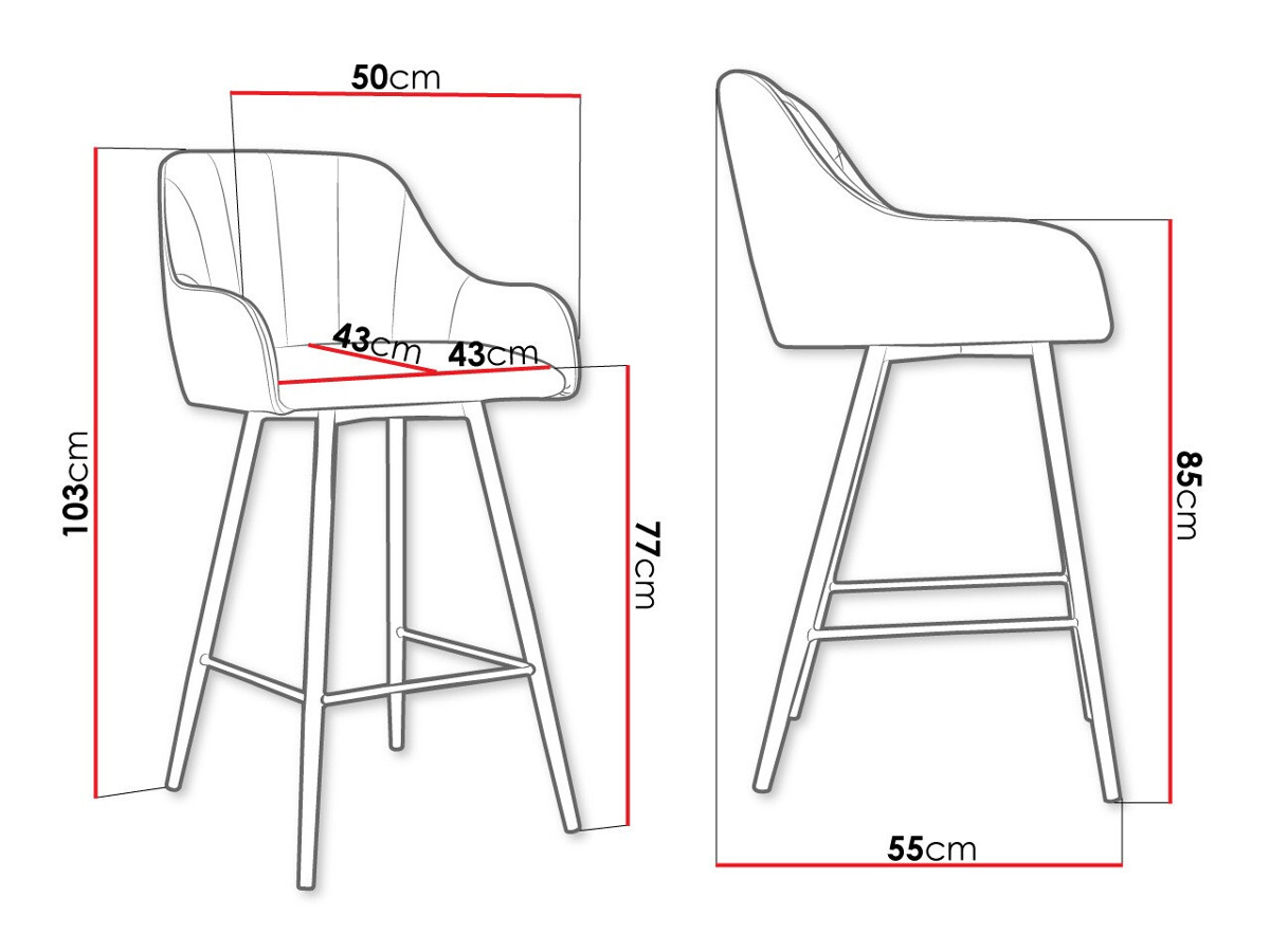 Bar stool Jackson 102 (Black + Magic Velvet 2225)