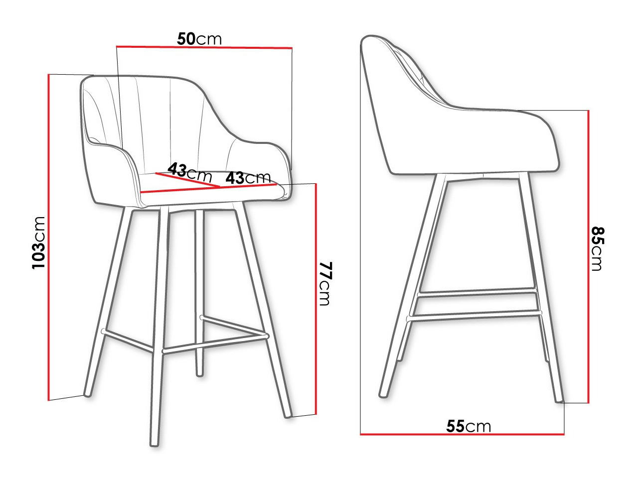 Bar stool Jackson 102 (Magic Velvet 2209)