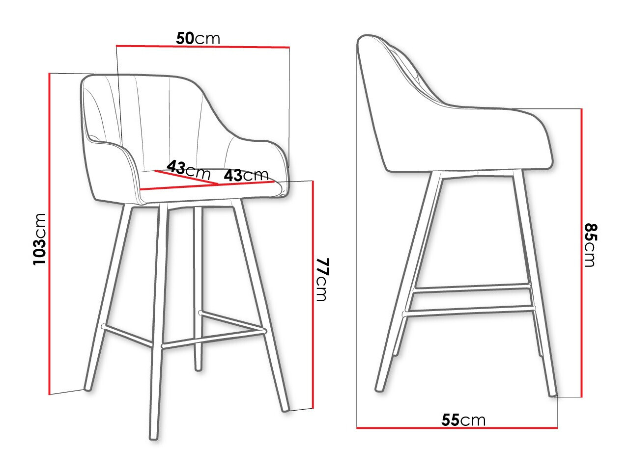 Bar stool Jackson 102 (Magic Velvet 2250)