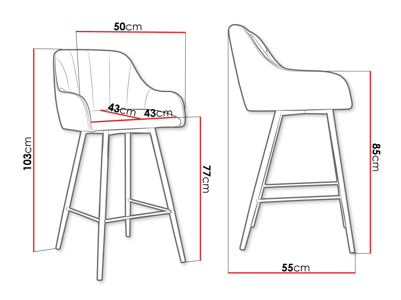 Bar stool Jackson 102 (Magic Velvet 2258)