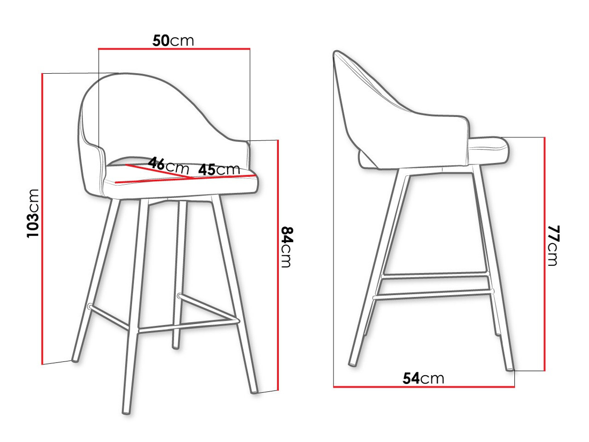 Bar stool Jackson 103 (Black + Magic Velvet 2209)