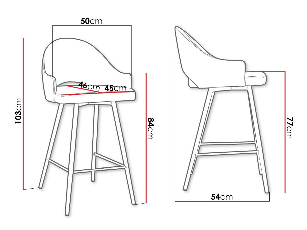 Bar stool Jackson 103 (Black + Magic Velvet 2217)