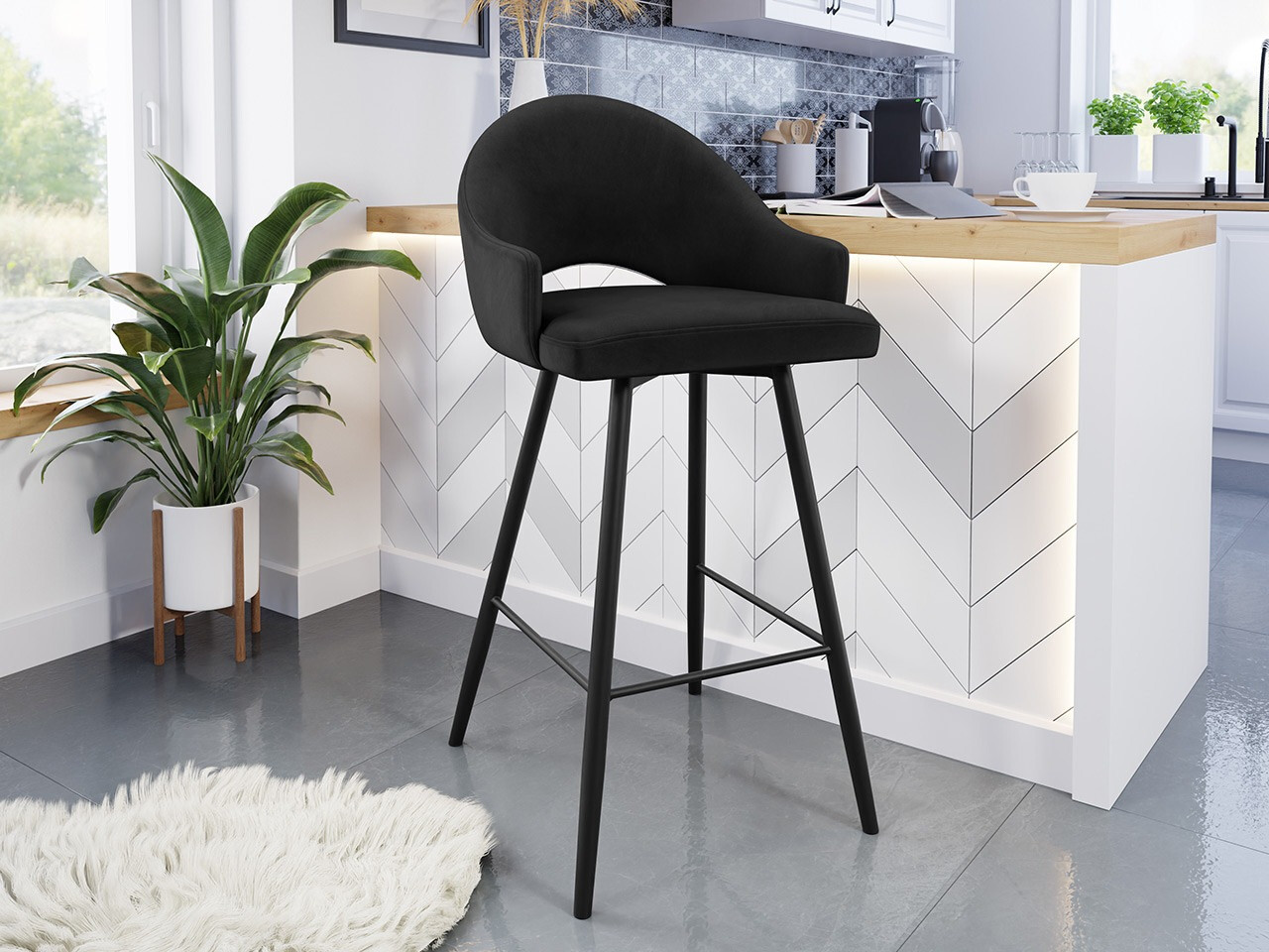 Bar stool Jackson 103 (Black + Magic Velvet 2219)