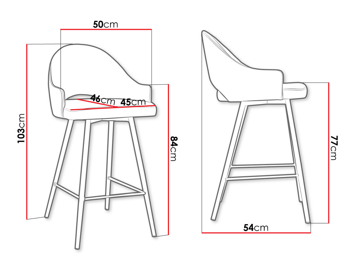 Bar stool Jackson 103 (Black + Magic Velvet 2250)