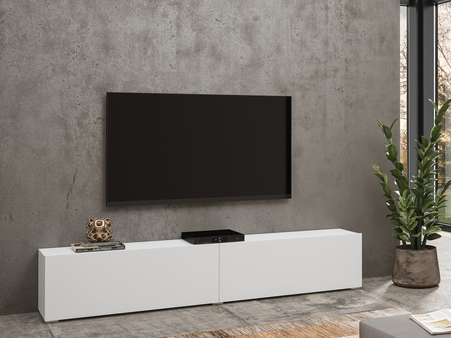 TV stand Revmiru 104 (White + Wotan Oak)