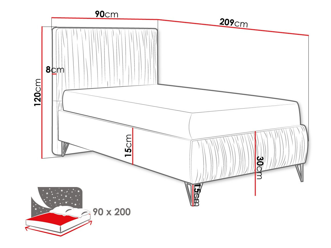 Bed Logan 112 (Amor Velvet 4311)