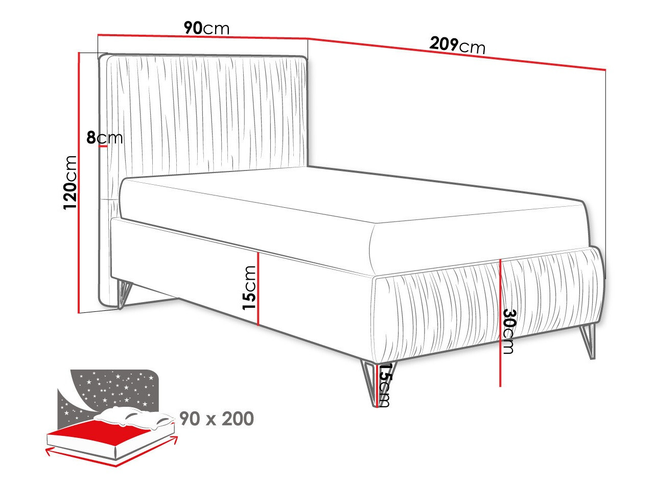 Bed Logan 112 (Amor Velvet 4318)