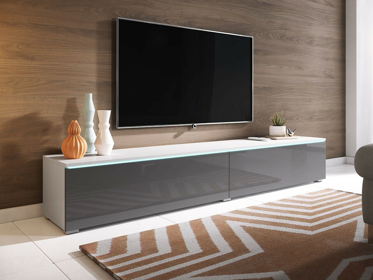 TV stand Scientia I (White + Gloss grey)