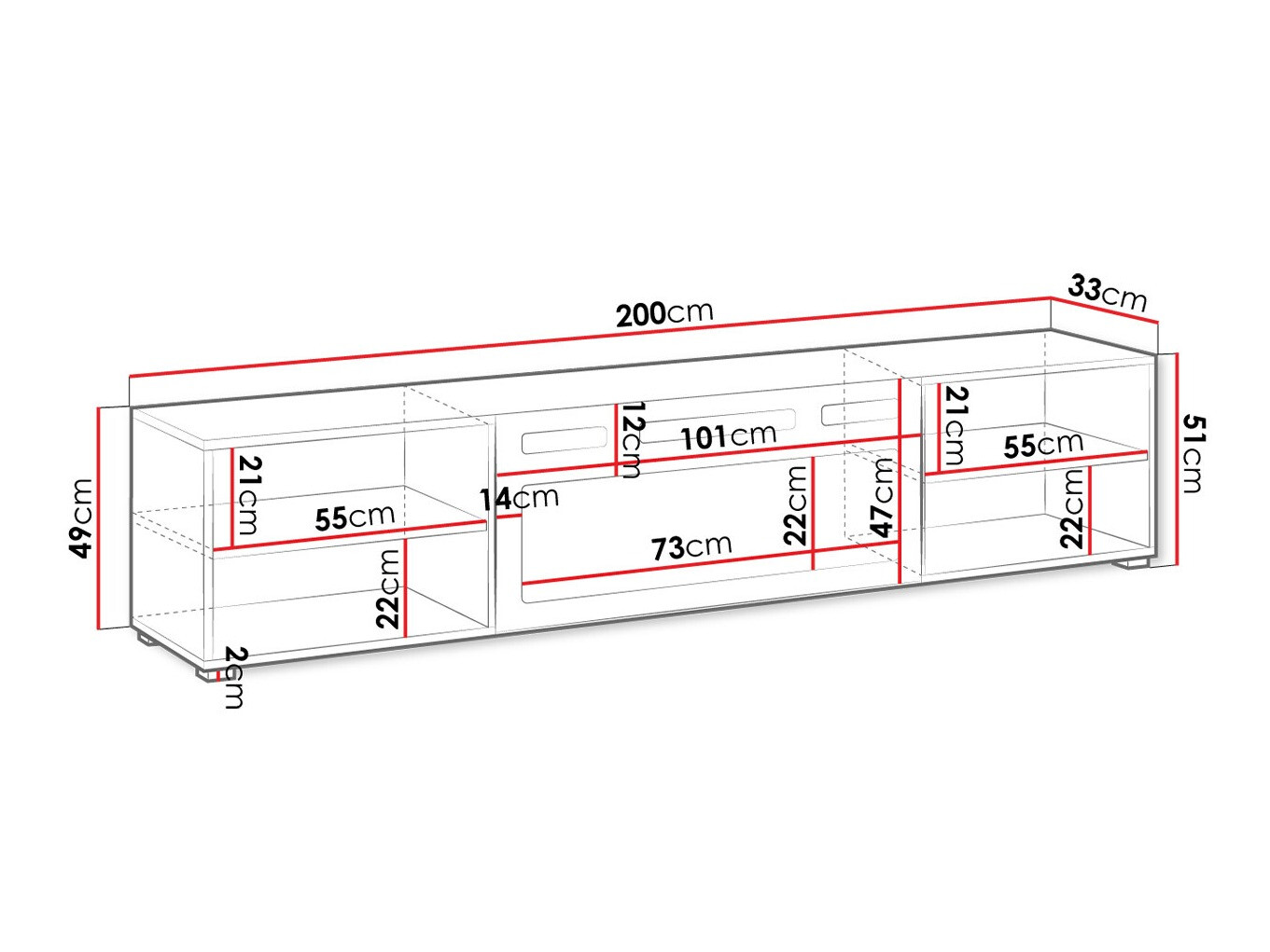 TV stand Charlotte 191 (White + Black)