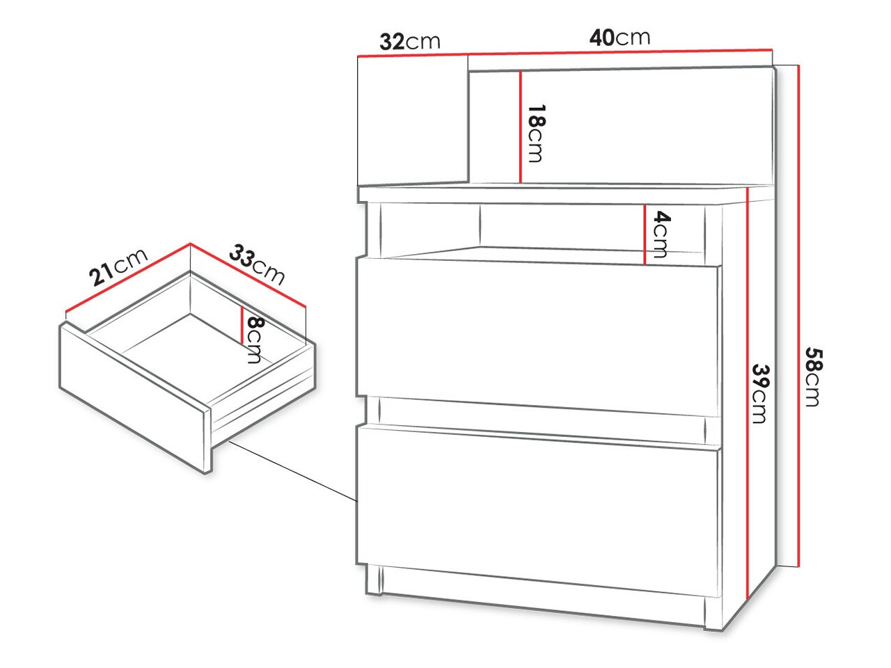 Bedside table Comfivo Structor (White)