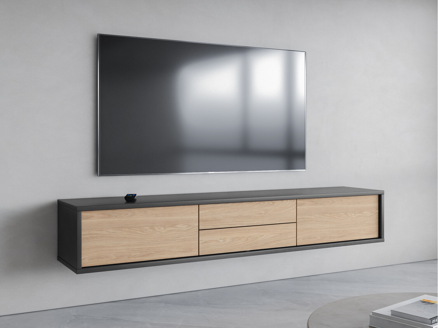 TV stand Austin 325 (Anthracite + Oak)