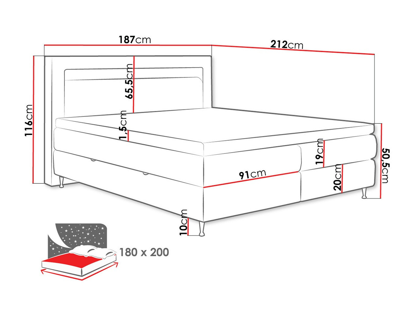 Continental bed ComfiDream Celara (Fresh 01)