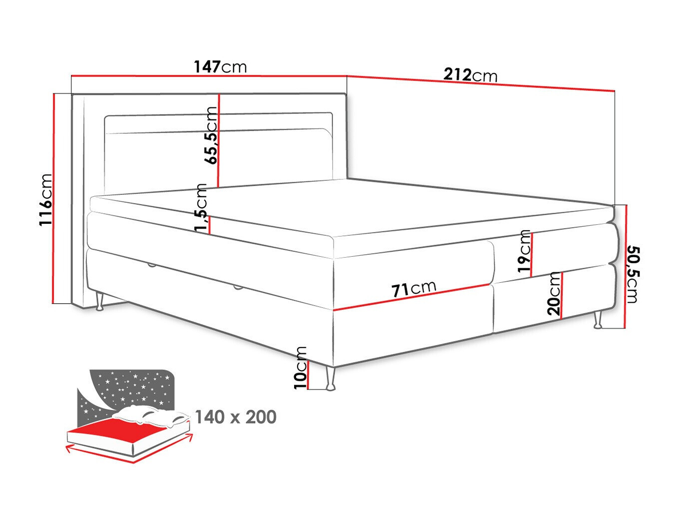 Continental bed ComfiDream Celara (Fresh 11)
