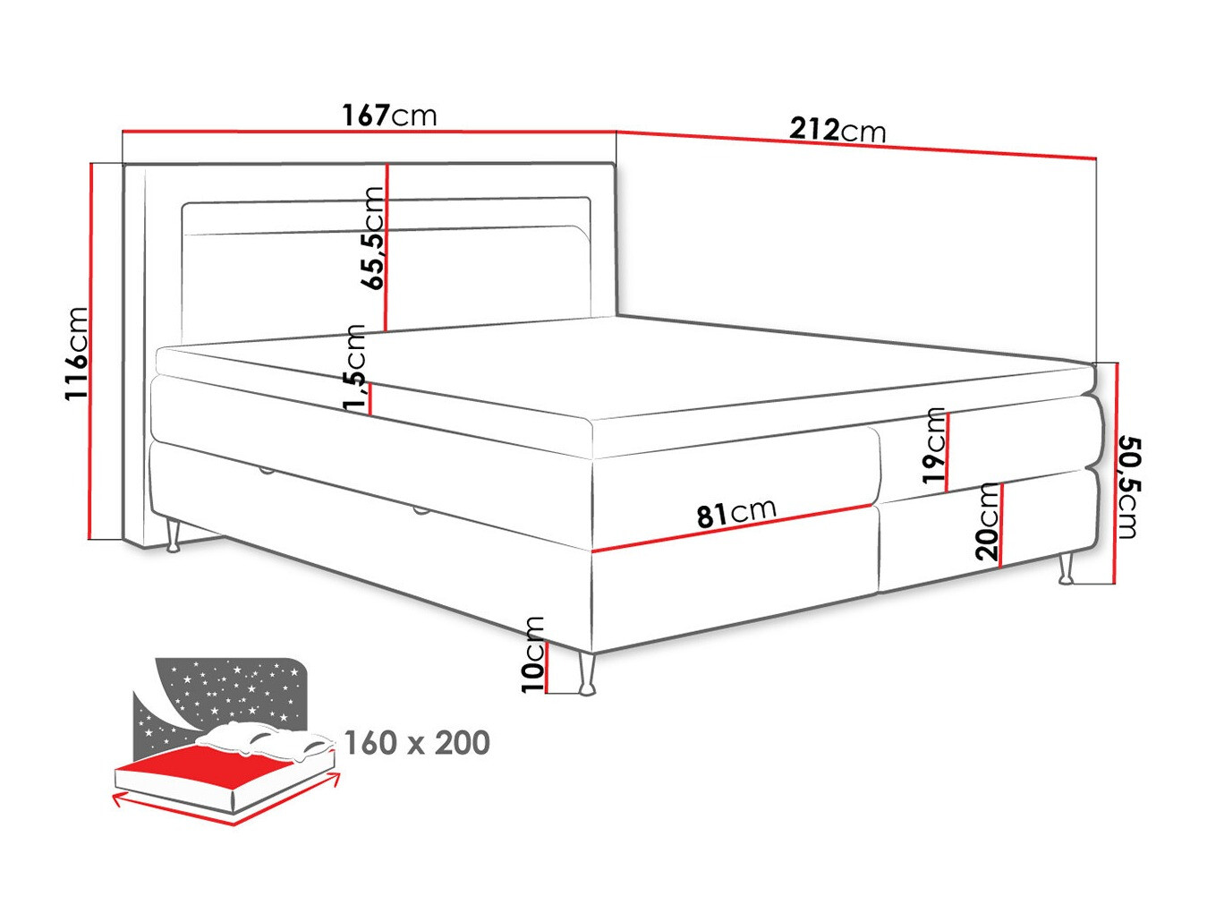 Continental bed ComfiDream Celara (Fresh 13)