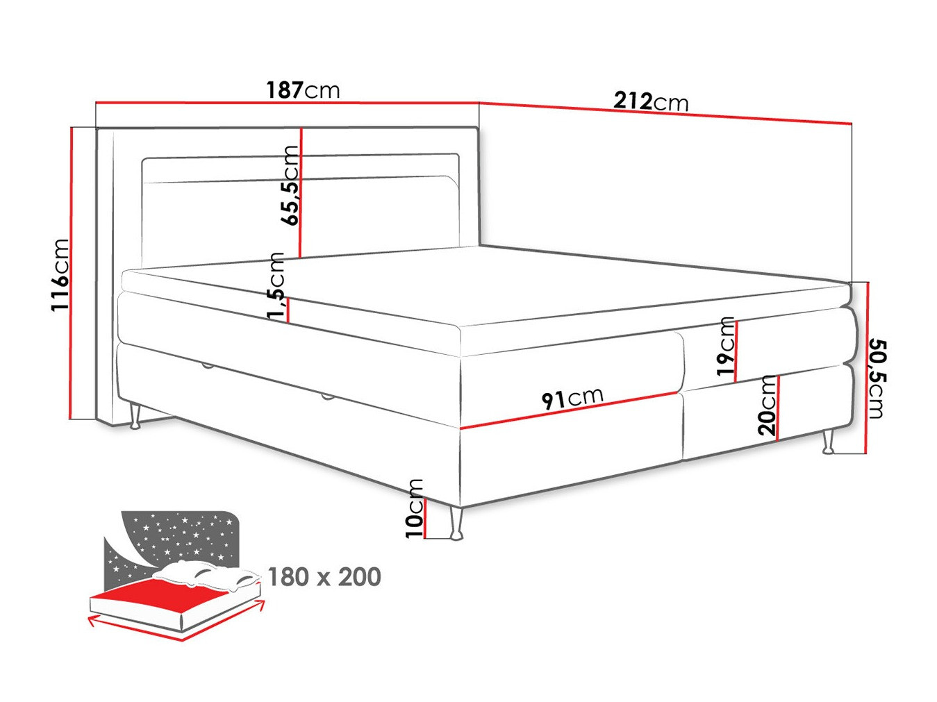 Continental bed ComfiDream Celara (Fresh 32)
