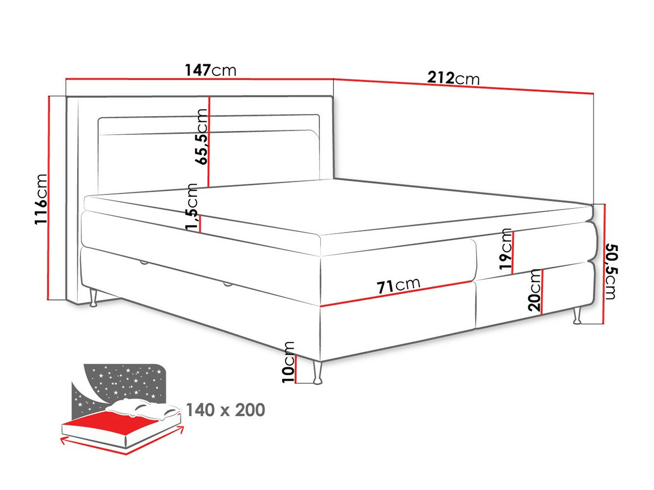 Continental bed ComfiDream Celara (Soft 017)