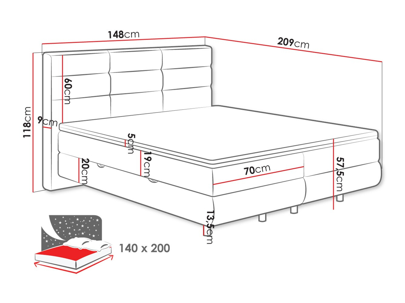 Continental bed ComfiDream Serena (Barrel 04)