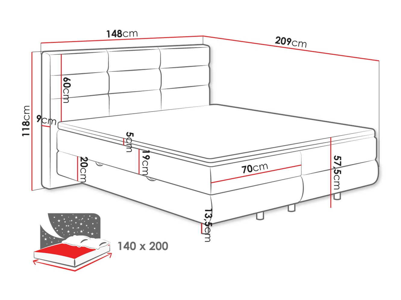 Continental bed ComfiDream Serena (Barrel 97)