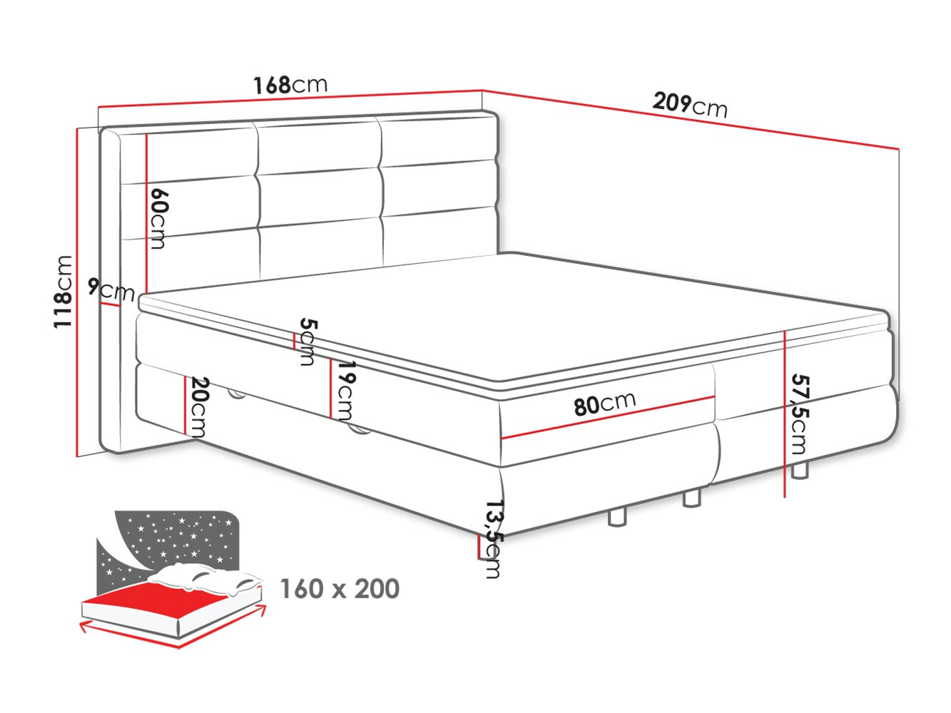 Continental bed ComfiDream Serena (Barrel 97)